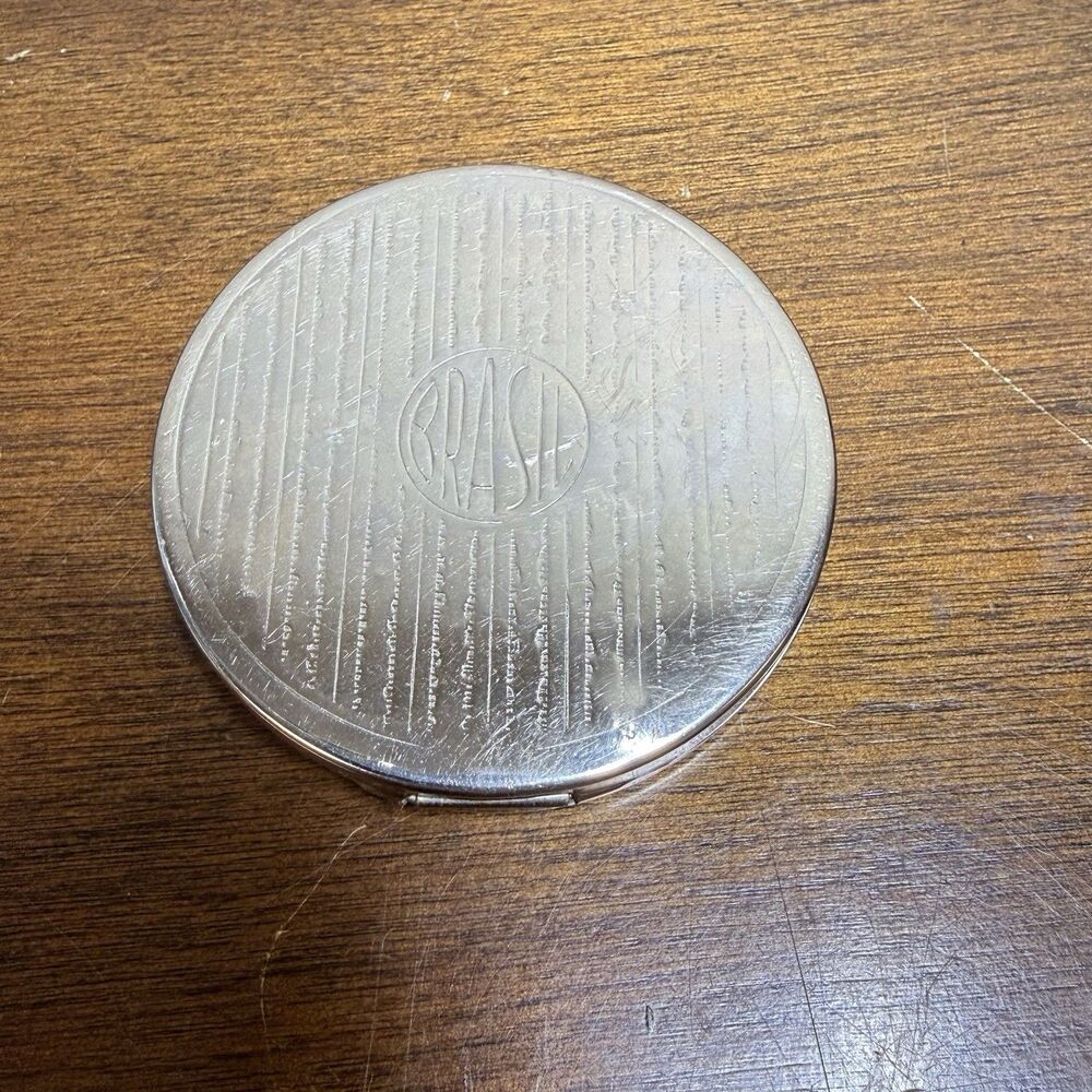 Vintage Rio de Janeiro Butterfly Wing Landscape Mirror Compact Stamped Brazil - Picture 4 of 7